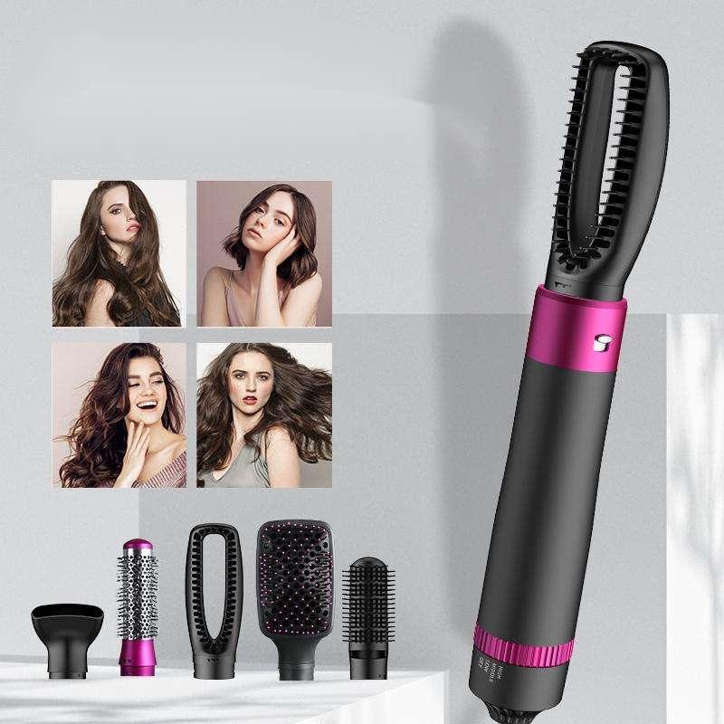 5-in-1 Hot Air Hair Dryer and Curler Tool Set – Multi-Function Hair Styler for Curling, Drying, Straightening, Volumizing, and Smoothing with Interchangeable Attachments - AL-MUSTAFA-ZONE 