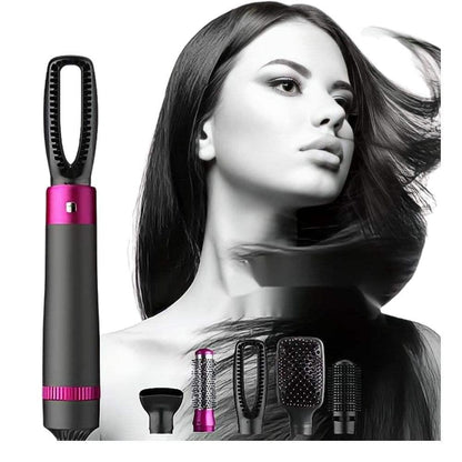 5-in-1 Hot Air Hair Dryer and Curler Tool Set – Multi-Function Hair Styler for Curling, Drying, Straightening, Volumizing, and Smoothing with Interchangeable Attachments - AL-MUSTAFA-ZONE 